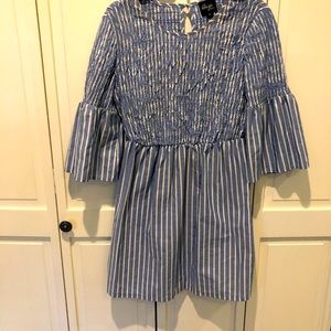 Baby blue & white striped dress